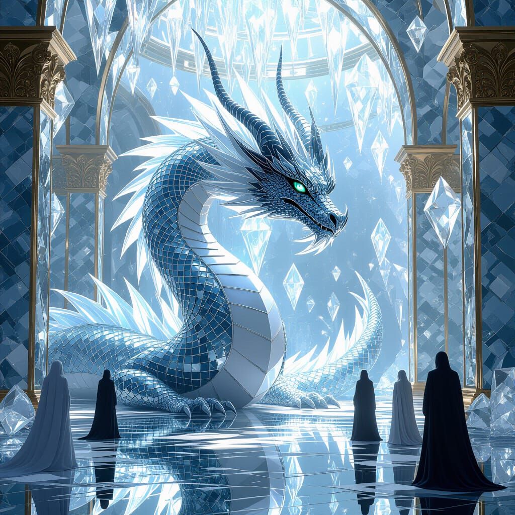 Glass and Diamond Dragon in a Shimmering World