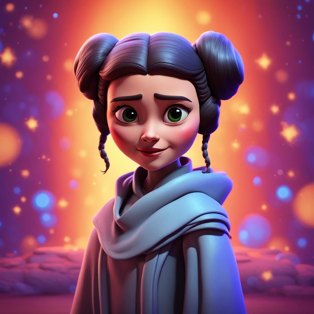 Princess Leia: Pixar-Style 3D Digital Art