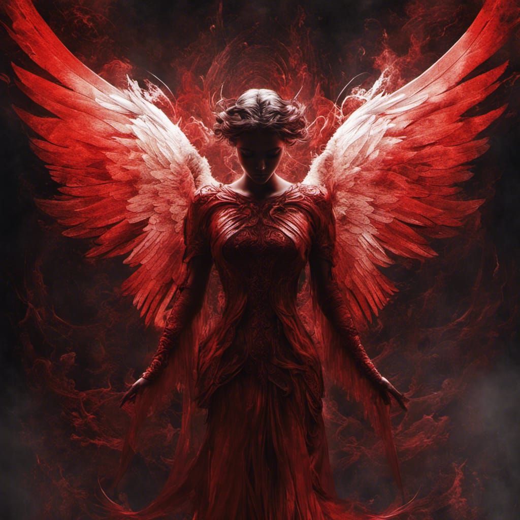 Silhouette of Angel in Red Tones