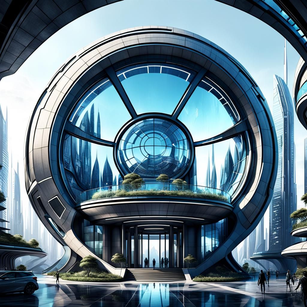 Futuristic Circular Architecture in Detailed 3D Rendering