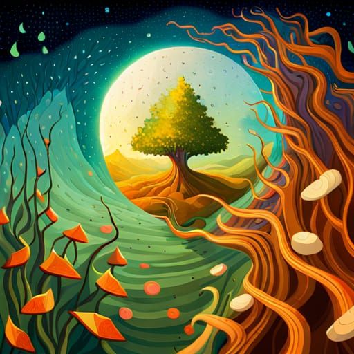 Four Seasons Calendar in Surreal Minimalist Style