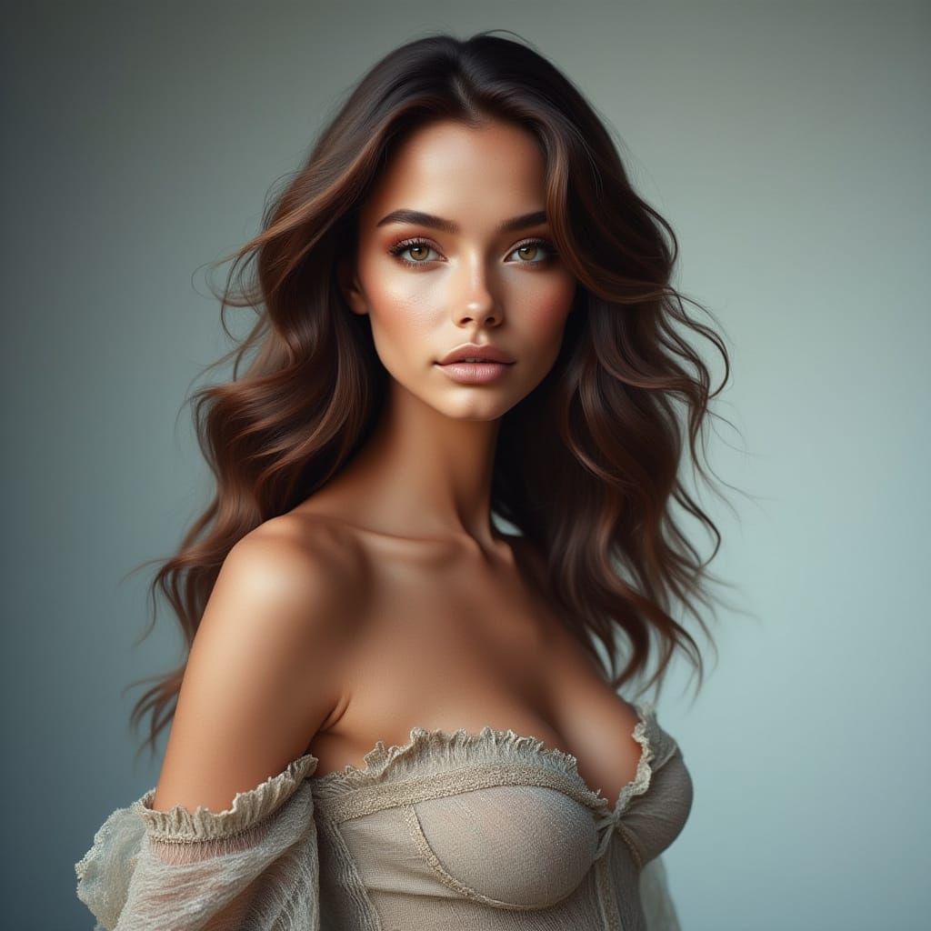 Detailed Studio Portrait of a Young Woman