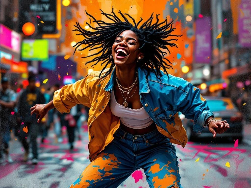 Energetic Dancer in the Bronx, Expressive Art Style