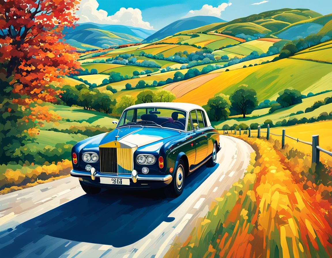 Rolls-Royce Road Trip in Hyperrealistic Style