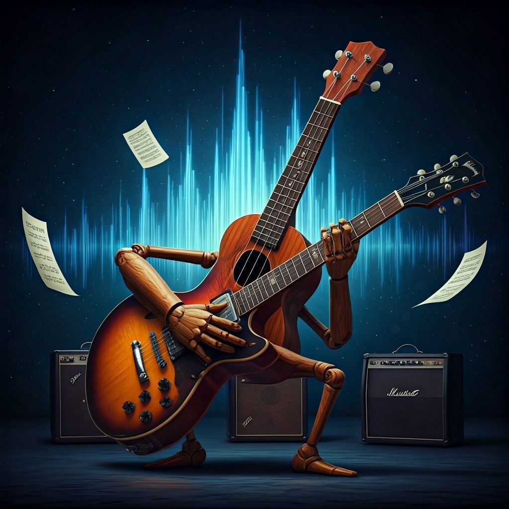 Mahogany Ukulele Plays Electric Guitar in Cosmic Studio