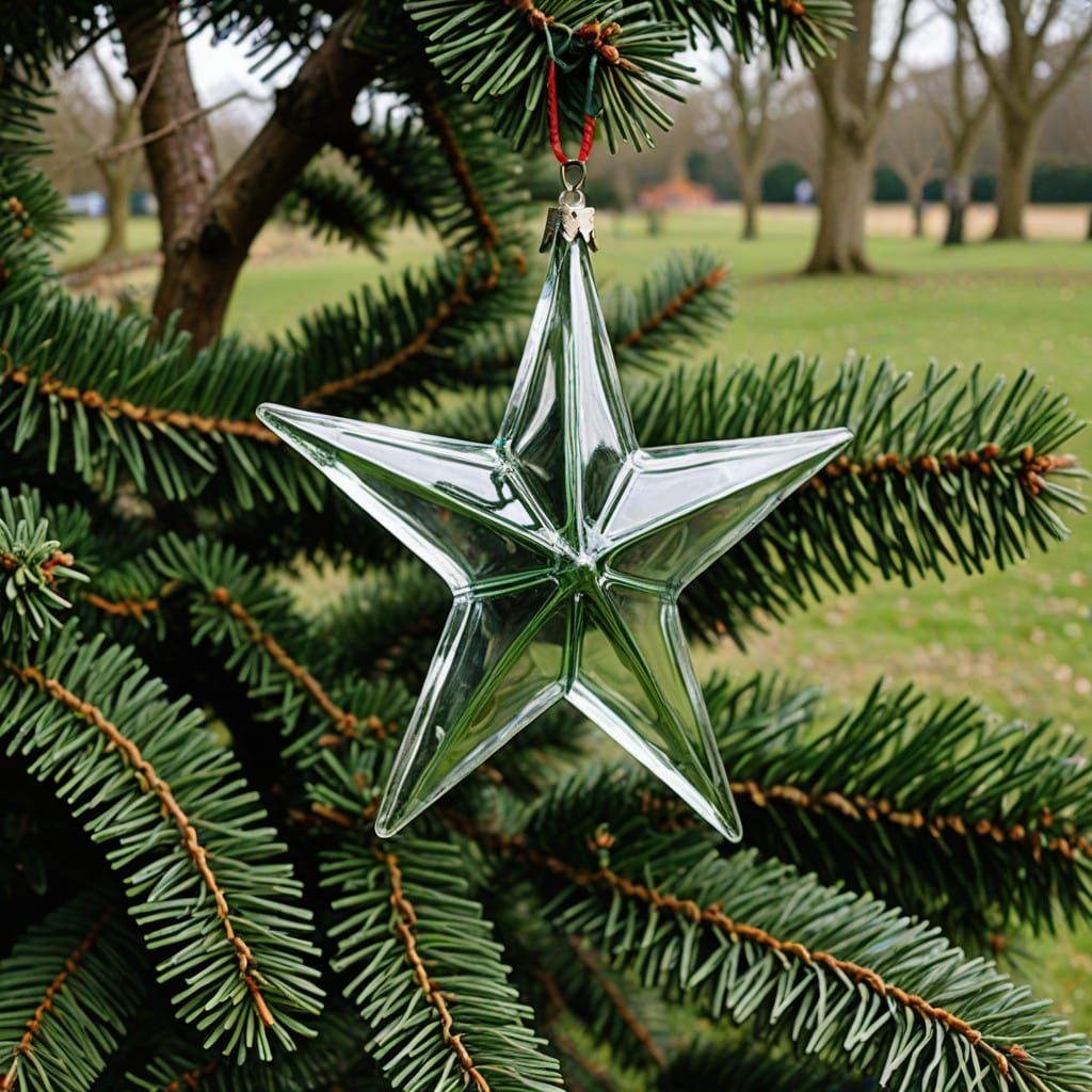 Stajned Glass star decoration in tree