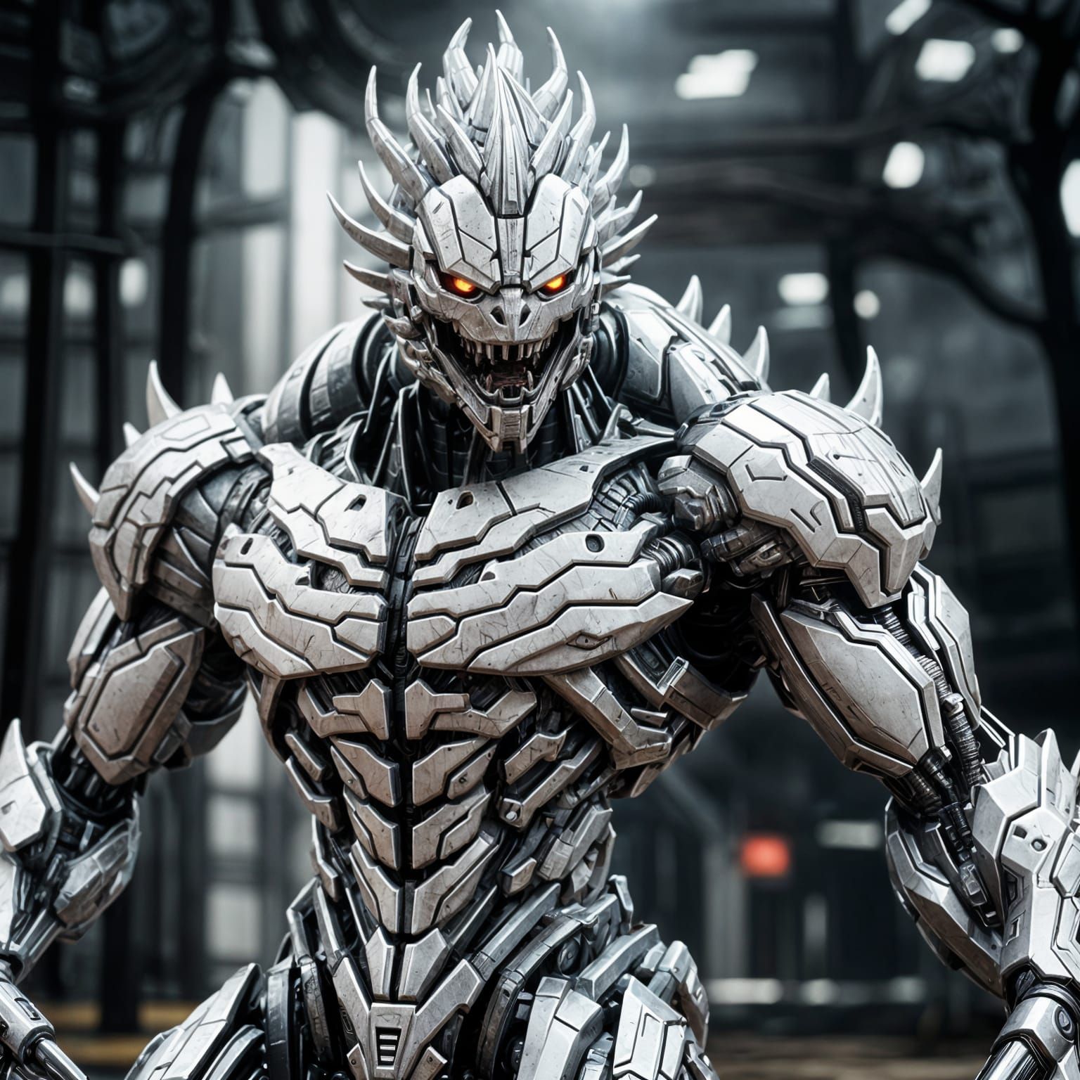 Scary Intricate Mech in Futuristic Sci-Fi Scene