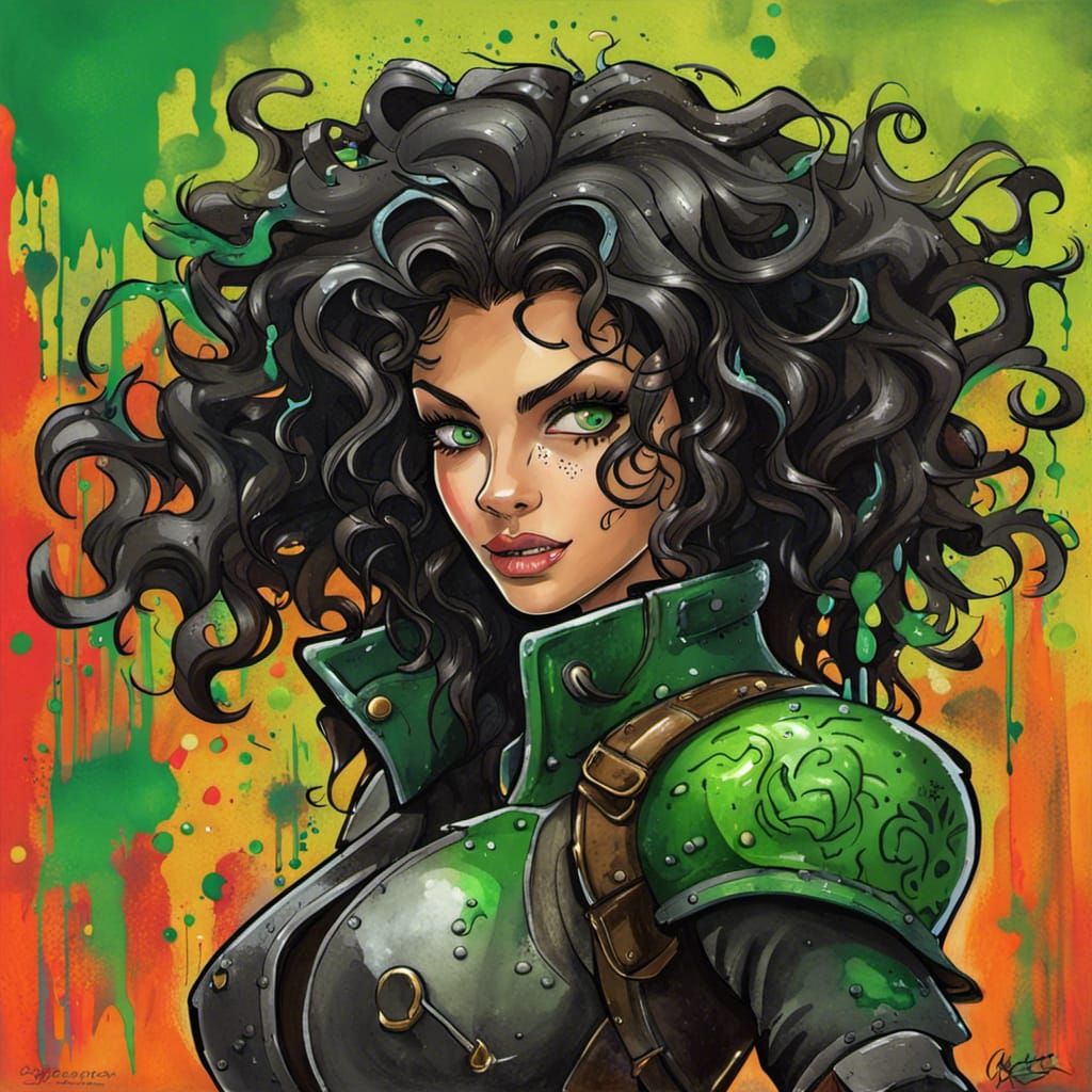 Fantasy Female Rogue in Graffiti Art Style
