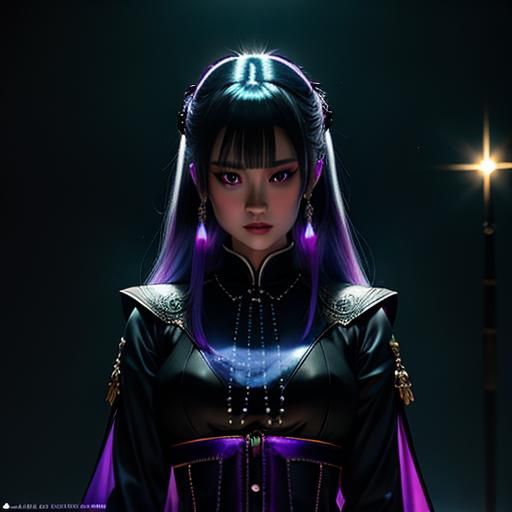 Ethereal Woman in Dark Fantasy Film Noir Style