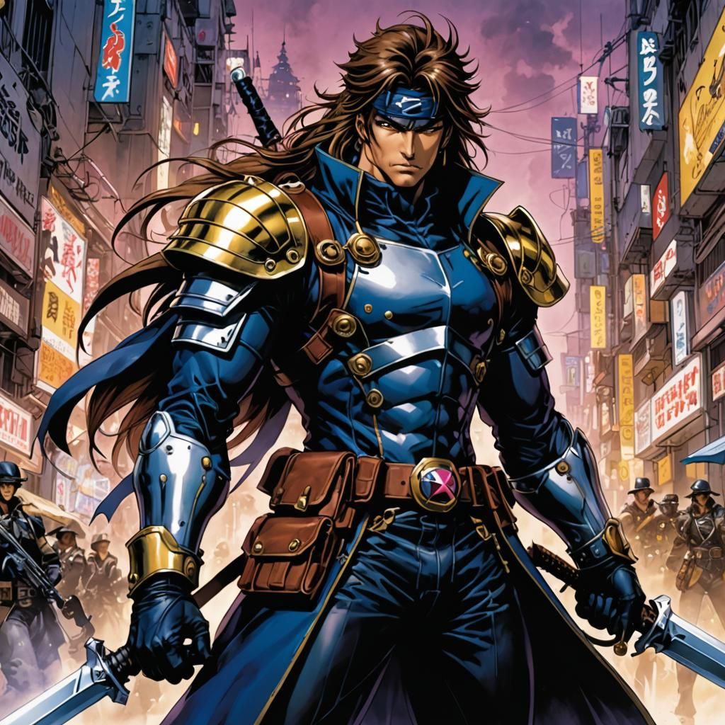 Gambit in Masamune Shirow Manga Style