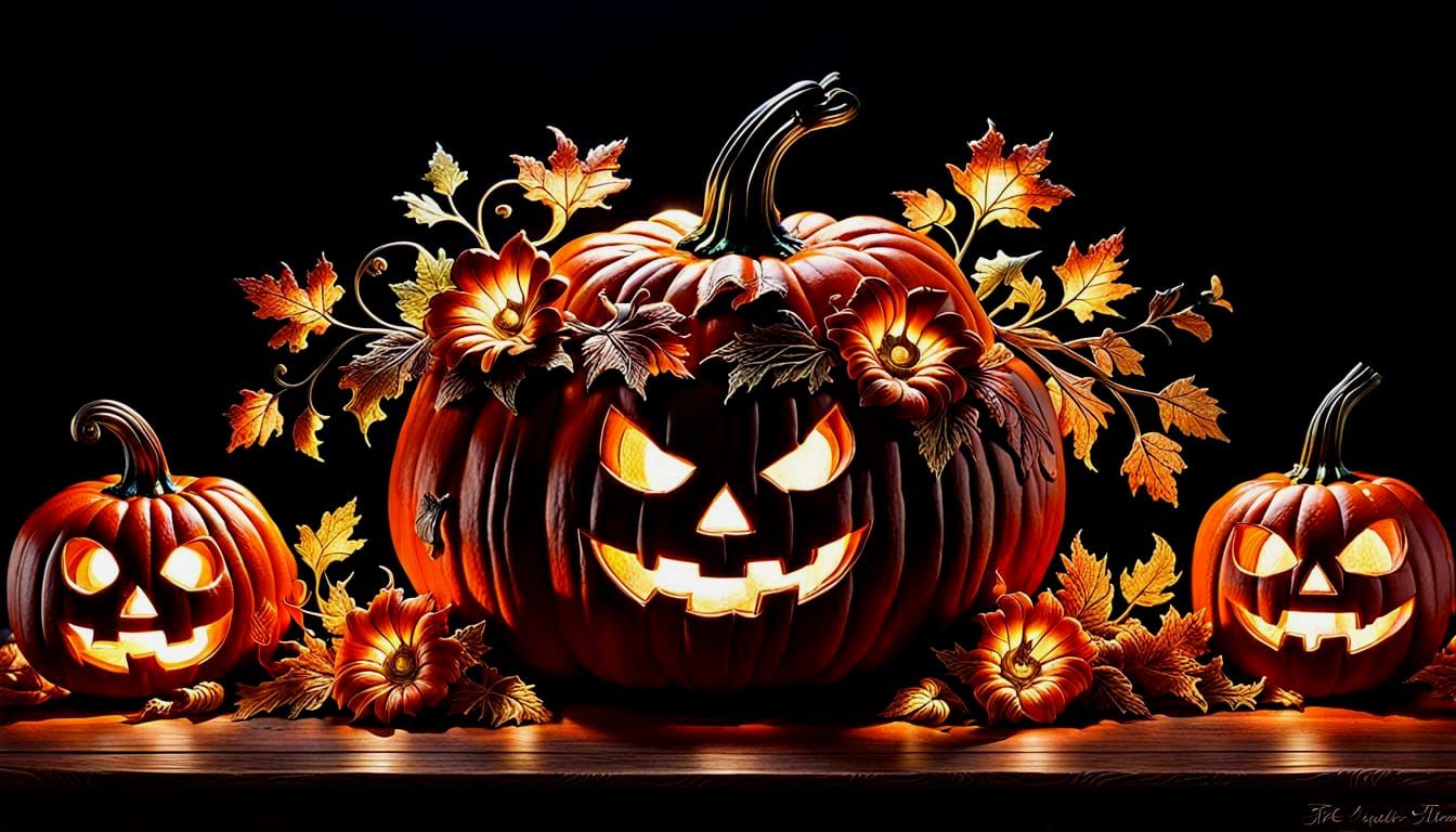 Floral Pumpkin Table Setting in 3D