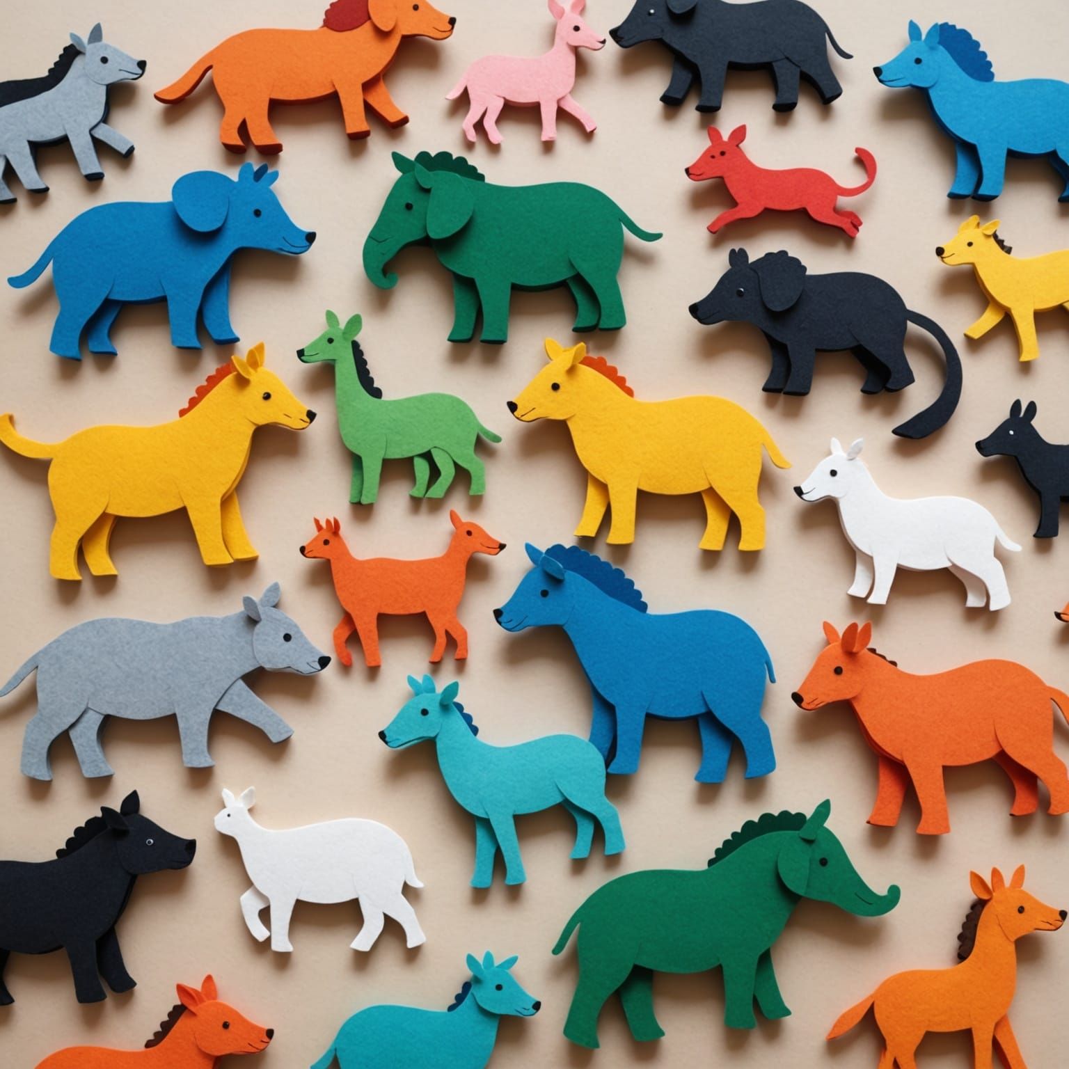 Colorful Felt Animals Ready for Crafting