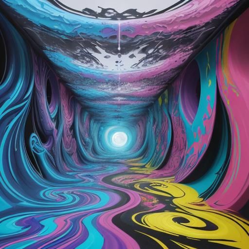 Mind-Bending Magical Dimension in Graffiti Art Style