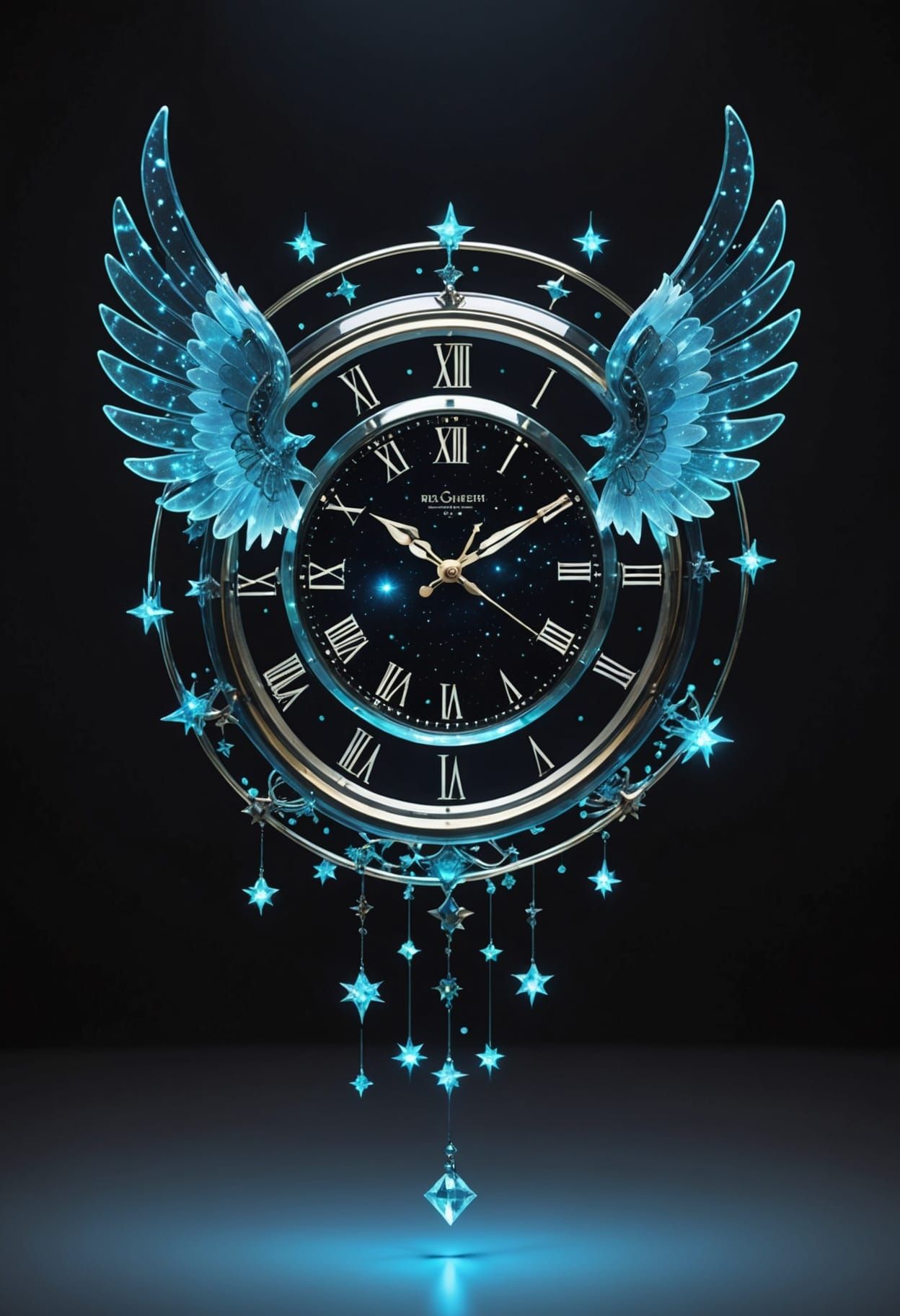 Translucent Clockwork Wings in Neon Galaxy