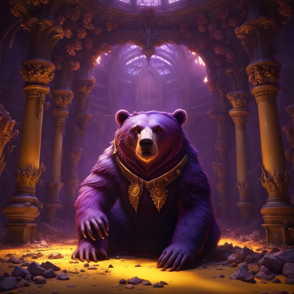 Hyperdetailed Baby Bear in Dark Fantasy Style