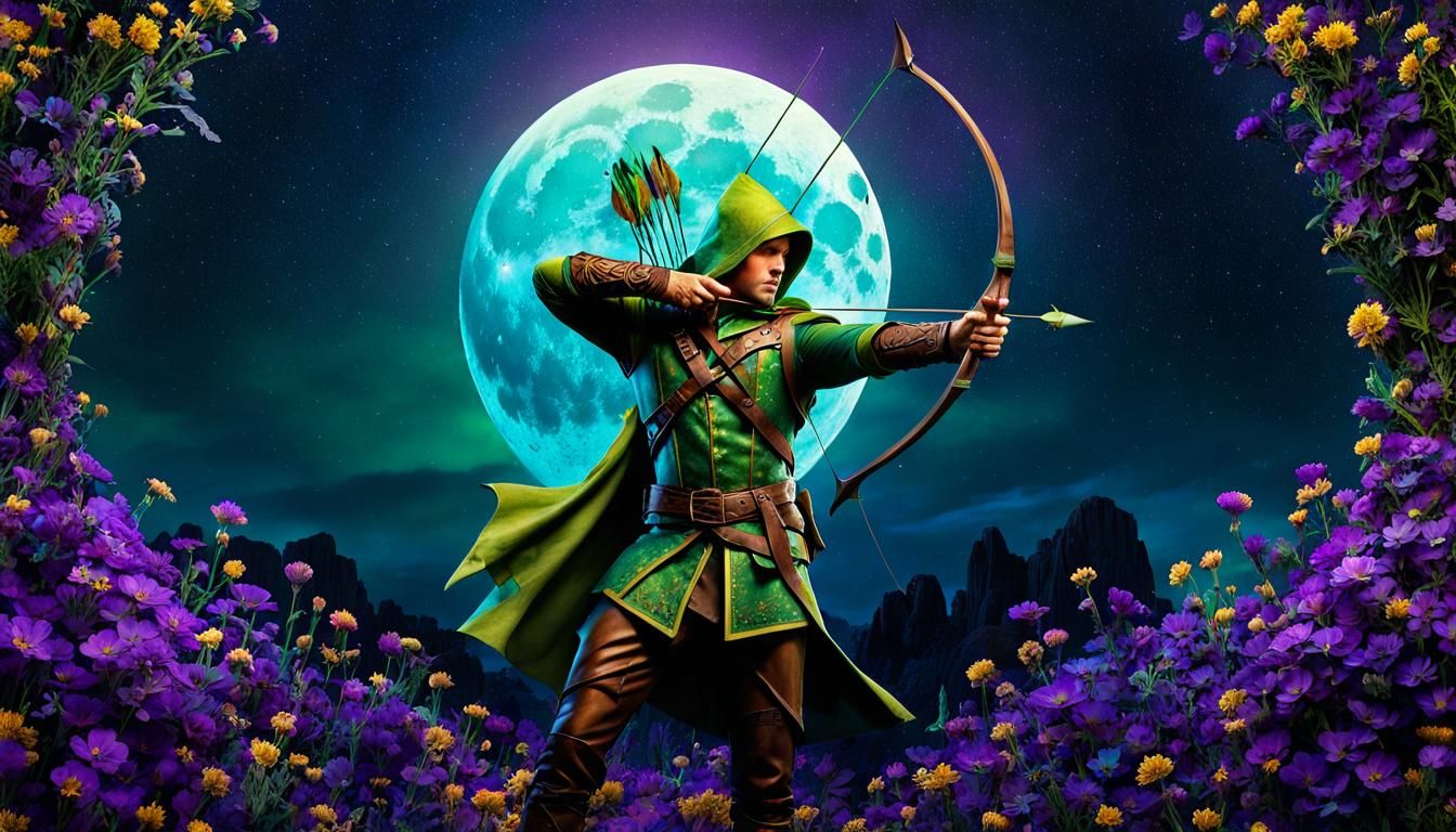 Robin Hood in Cosmic Night Fantasy Art