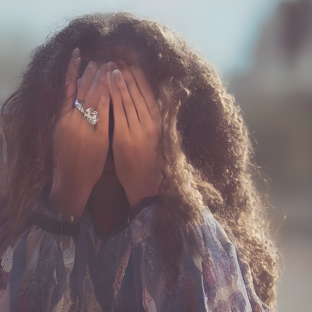 Bohemian Woman Expressing Sadness and Introspection