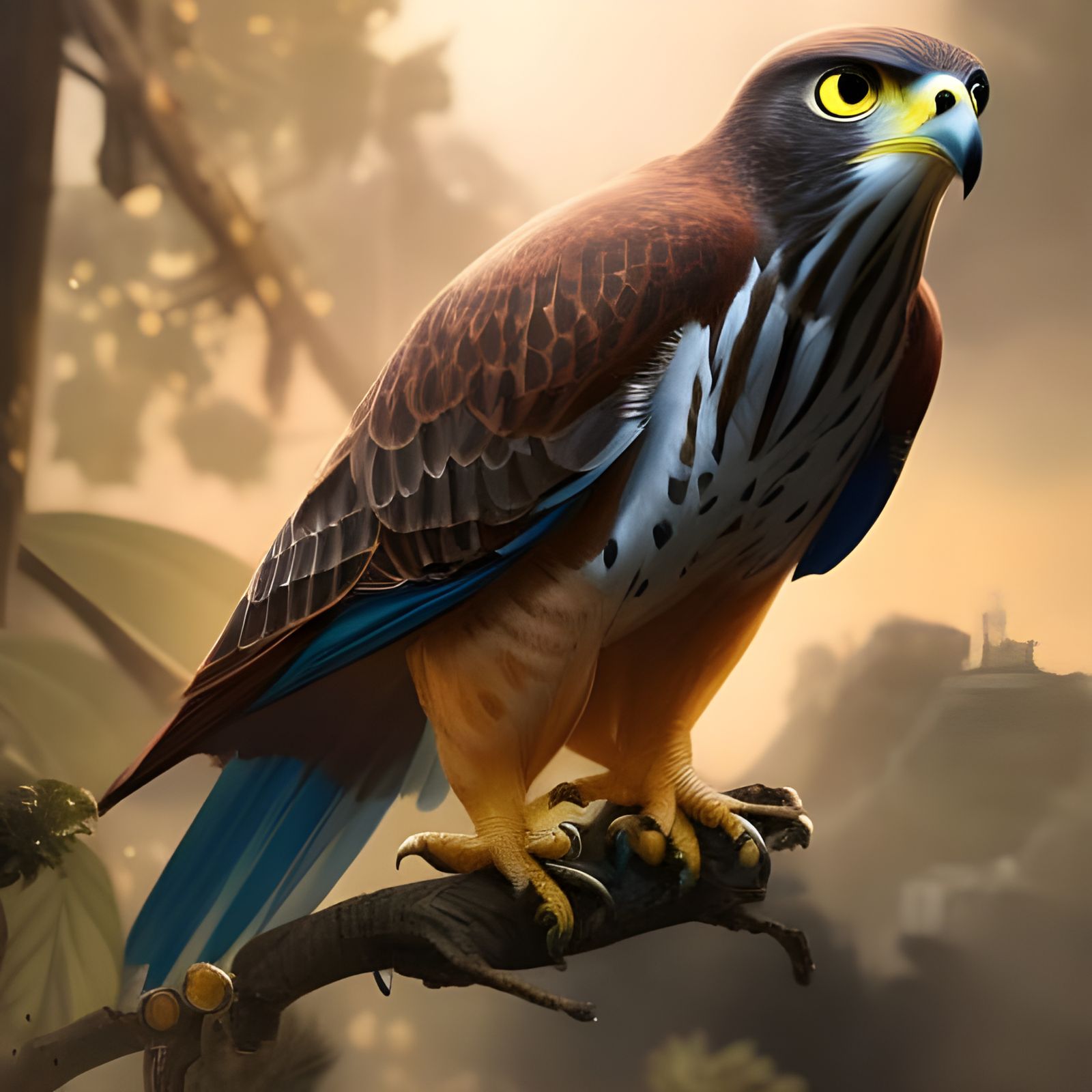 Arabic Falcon Portrait in Art Nouveau Style