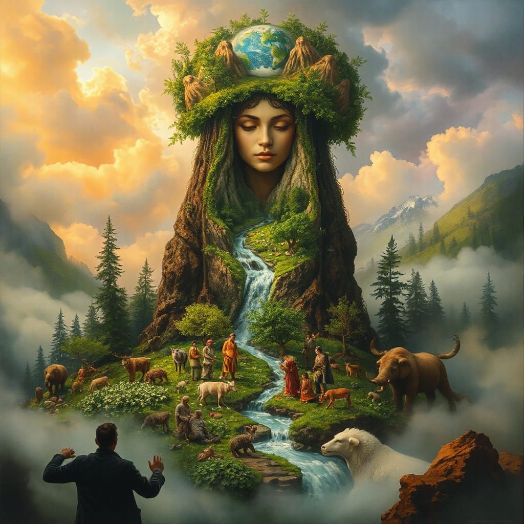 Mother Earth Gaia Unveils Harmony and Unity in Lush Landscap...