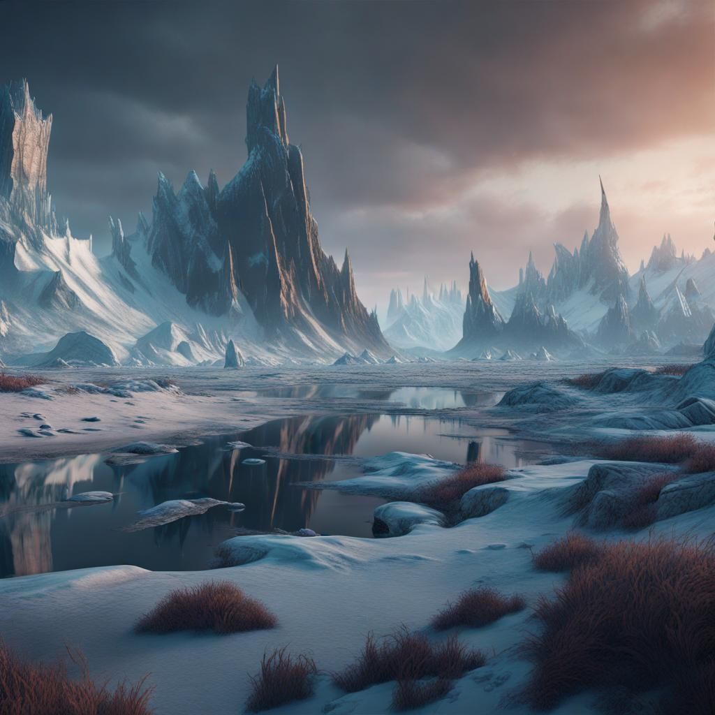 Surreal Arctic Odyssey in Vibrant Fantasy Colors