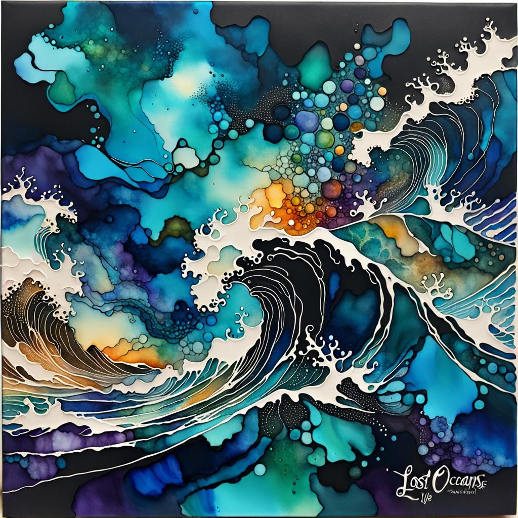 Alcohol Ink Painting: Lost Ocean of Strange Life
