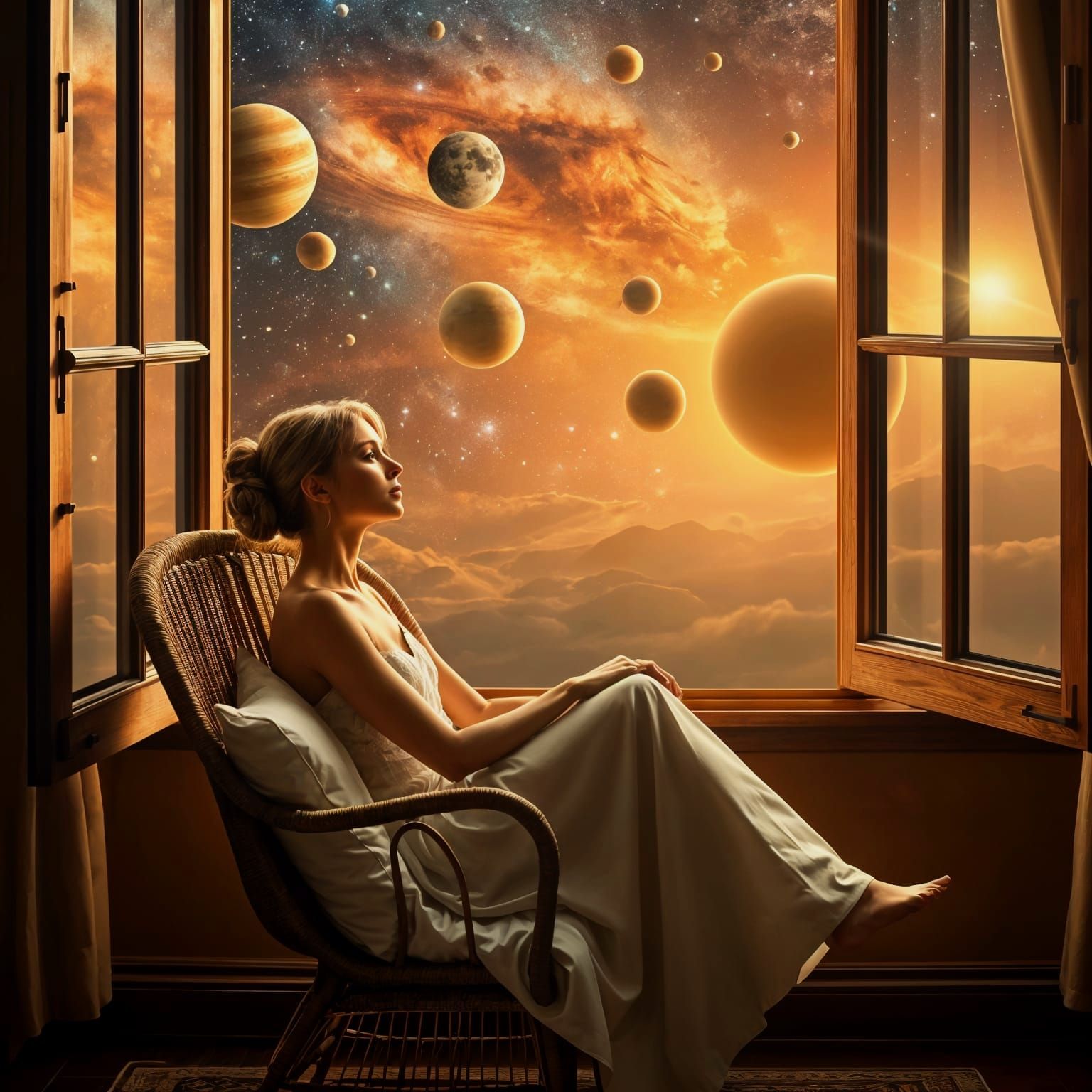 Serene Astronomer Lost in Cosmic Wonder