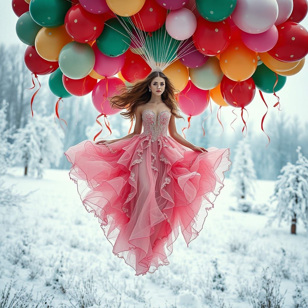 Glamorous Christmas Fashion Fantasy in Sparkling Winter Wond...