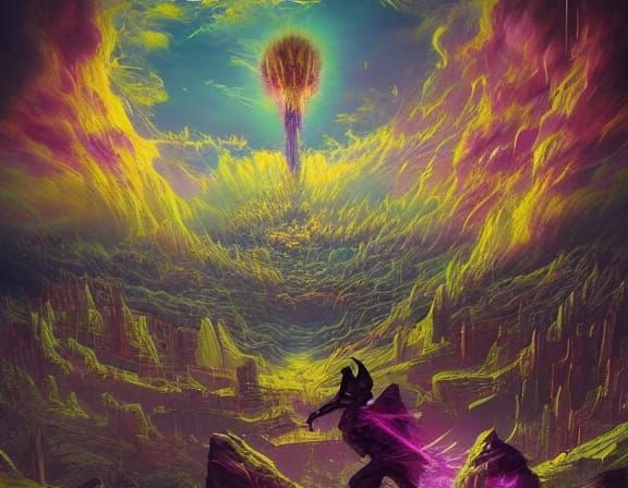 Alien in Mystical Clouds: Dark Fantasy Concept Art