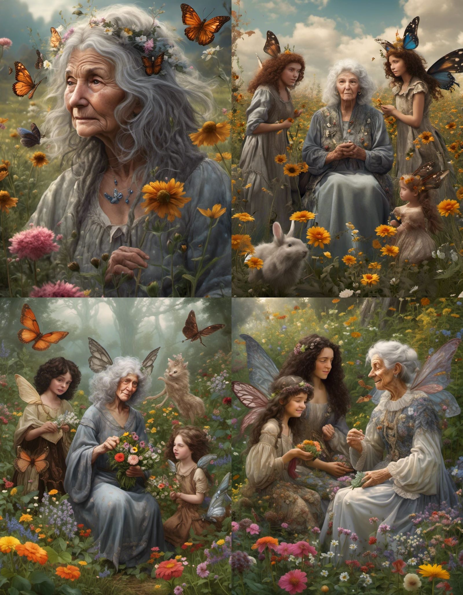 Grandmother with Pointed Ears in Fairy Meadow