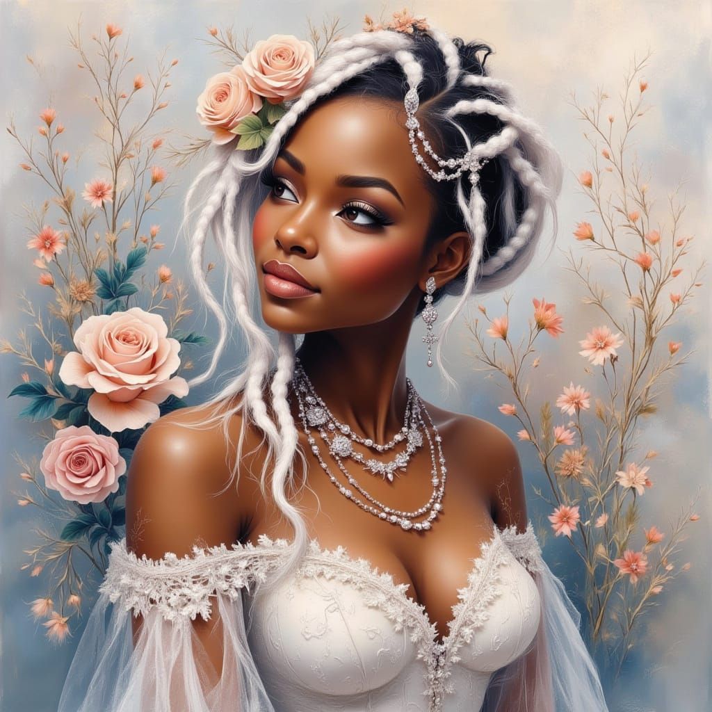 English Romanticism Portrait of an African Queen in Winter