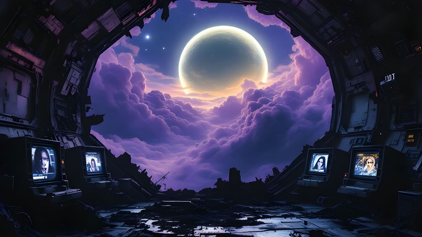 Derelict Space Station in Horror Sci-Fi Style