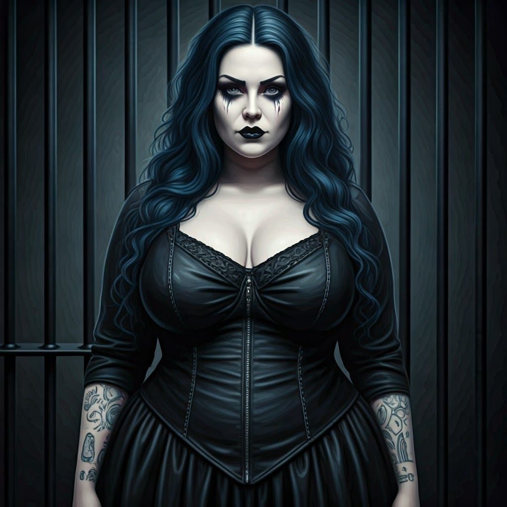 Gothic Plus-Size Woman in Dark Fantasy Style