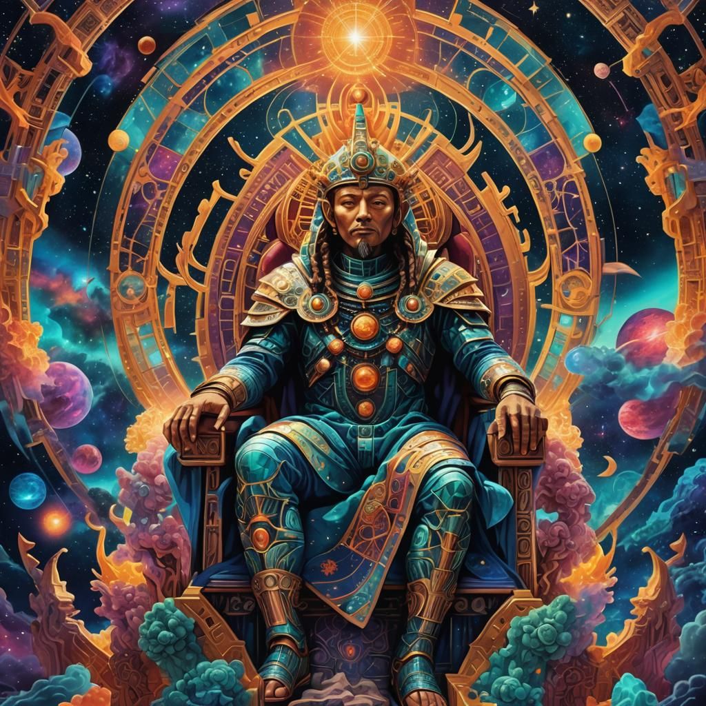 Astral Cosmic Throne in Space: Shamanic Visionary Art