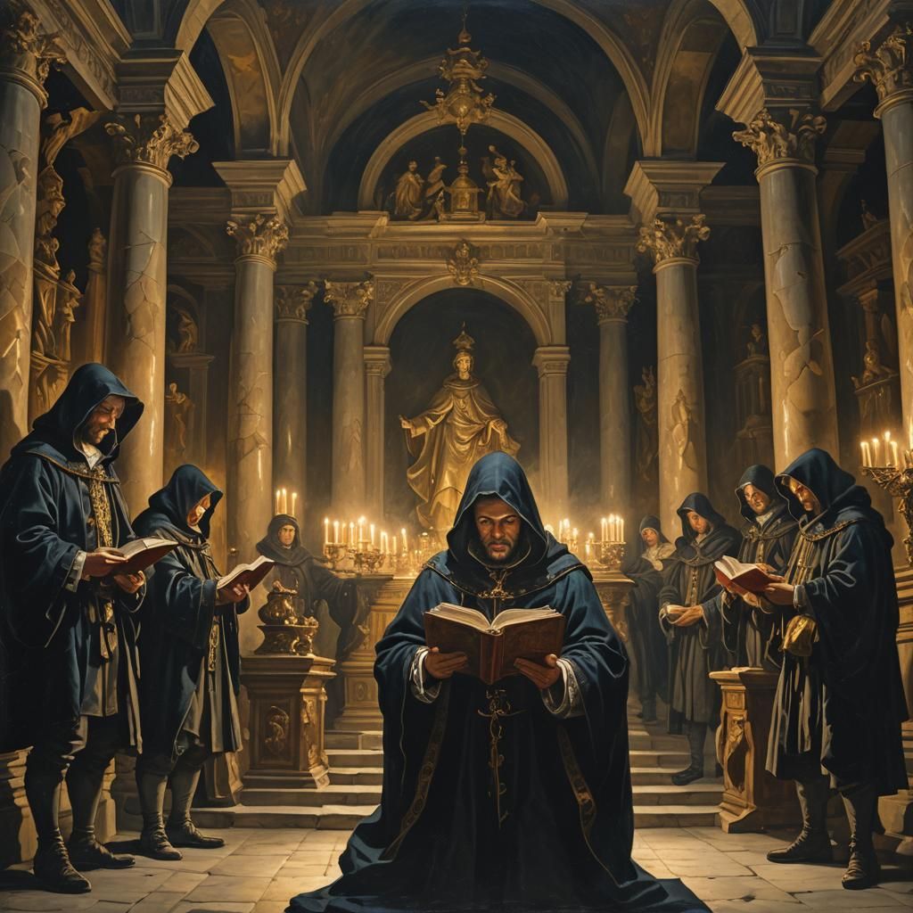 Adam Weishaupt in Baroque Temple with Candelabras