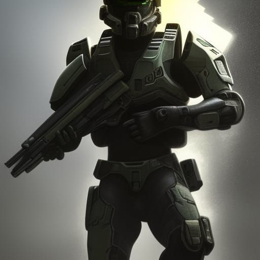 Futuristic Sci-Fi Soldier in Action: Digital Illustration
