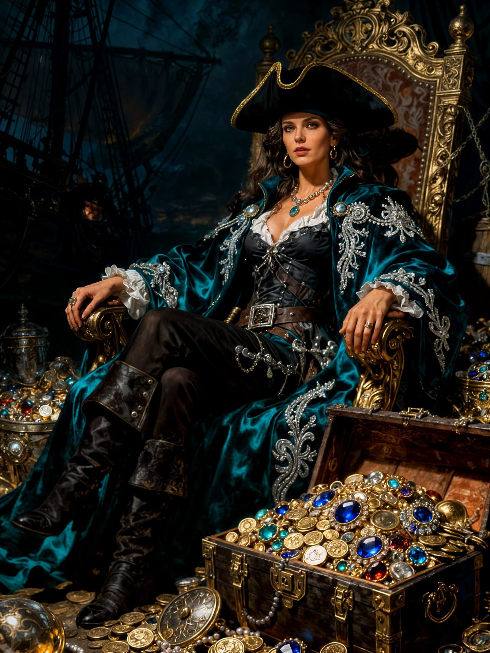 Pirate Queen on Treasure Throne