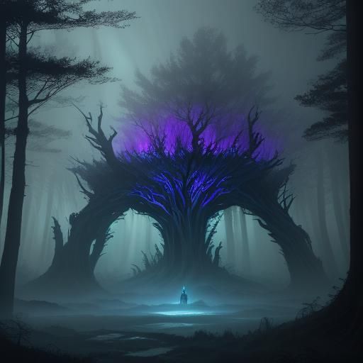 Abispa Hovering Near Misty Portal, Surreal Art