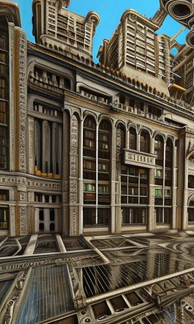 Twisted Extravagant Building: A Hyperdetailed Art Piece