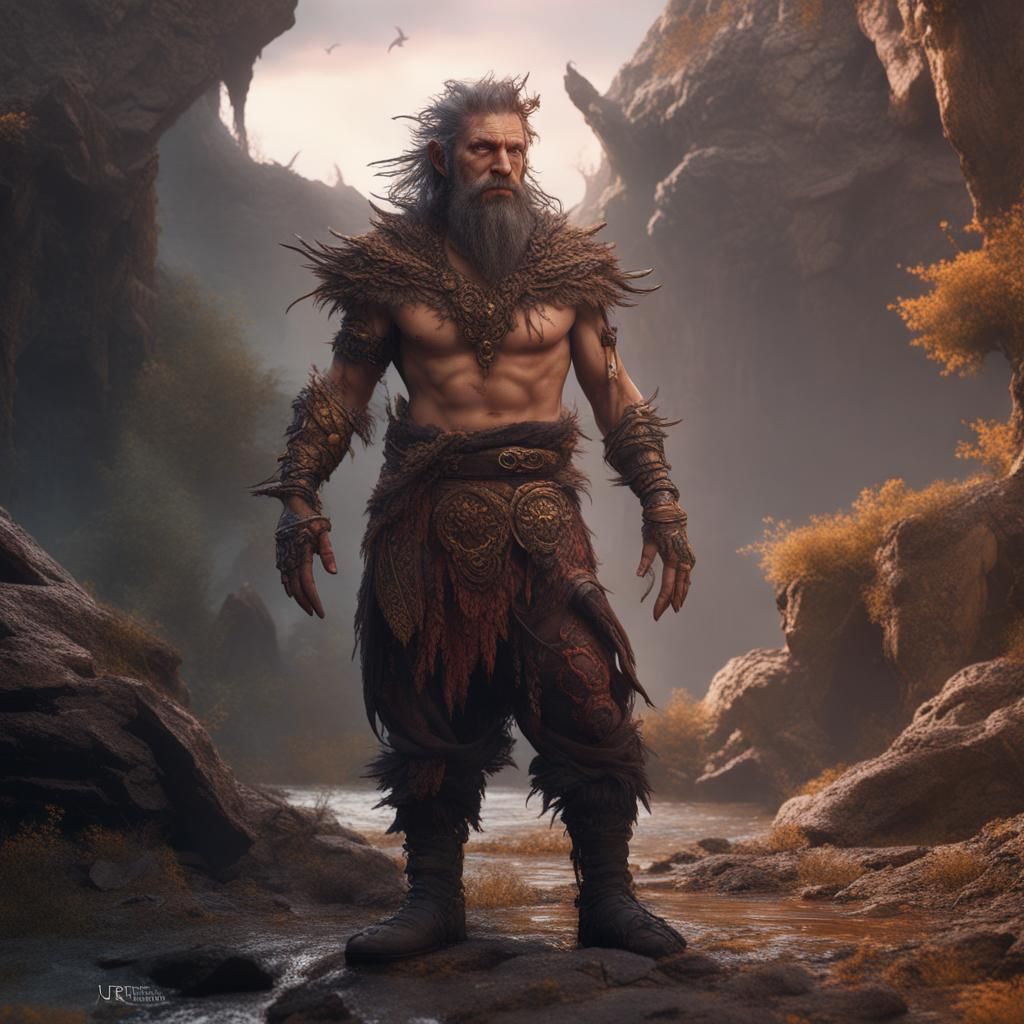 Detailed Matte Painting of a Feral Man