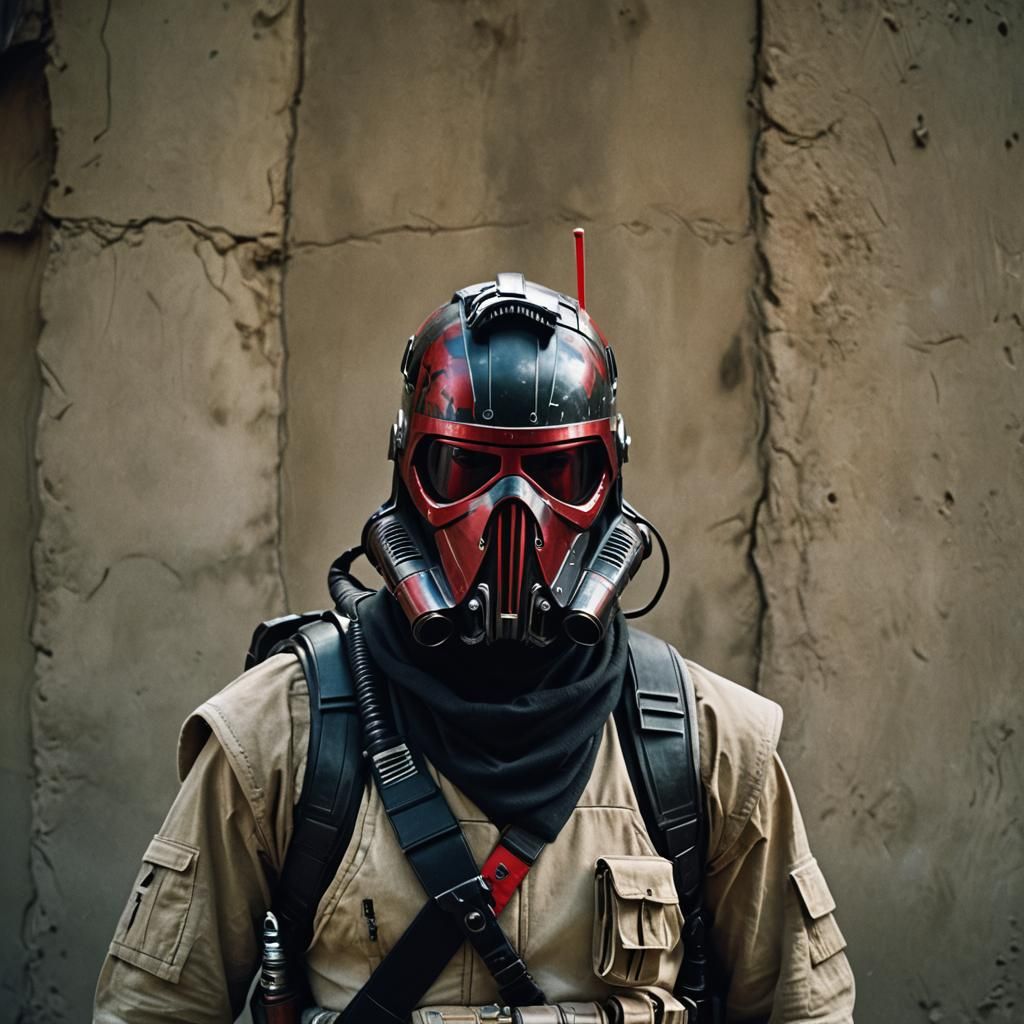 Star Wars Bounty Hunter with Lightsaber in Cinematic Style