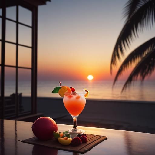 Exotic Cocktail at Sunset: Professional Photography