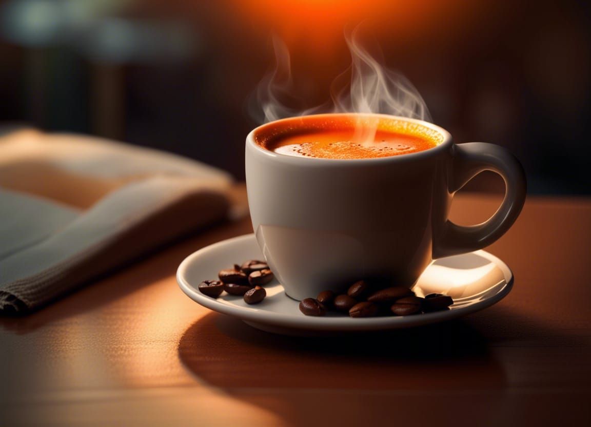 Hot Coffee Cup Still Life with Bokeh