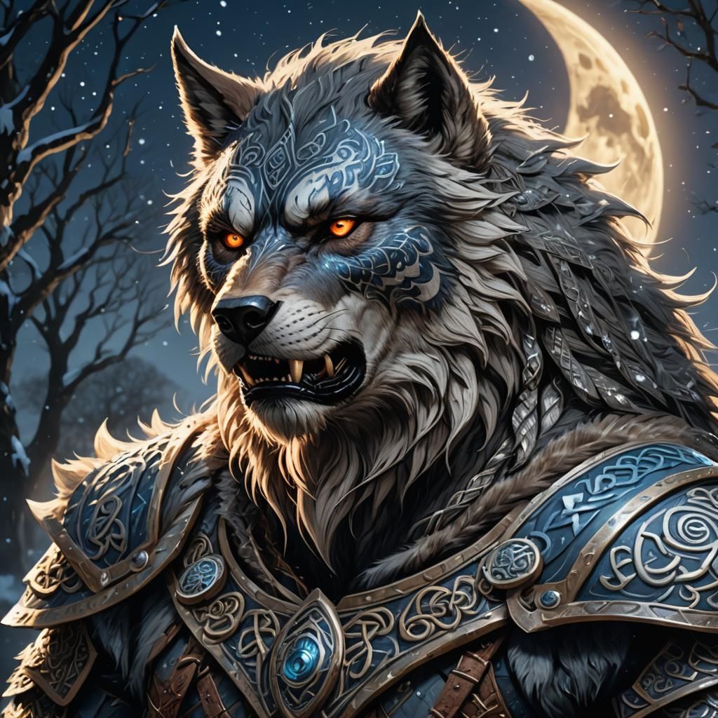 Celtic Warrior Transforms to Werewolf: Fantasy Art