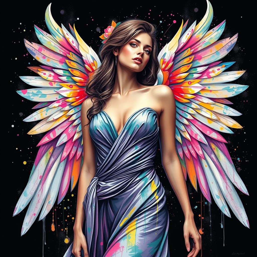 Vibrant Goddess in Graffiti Splendor