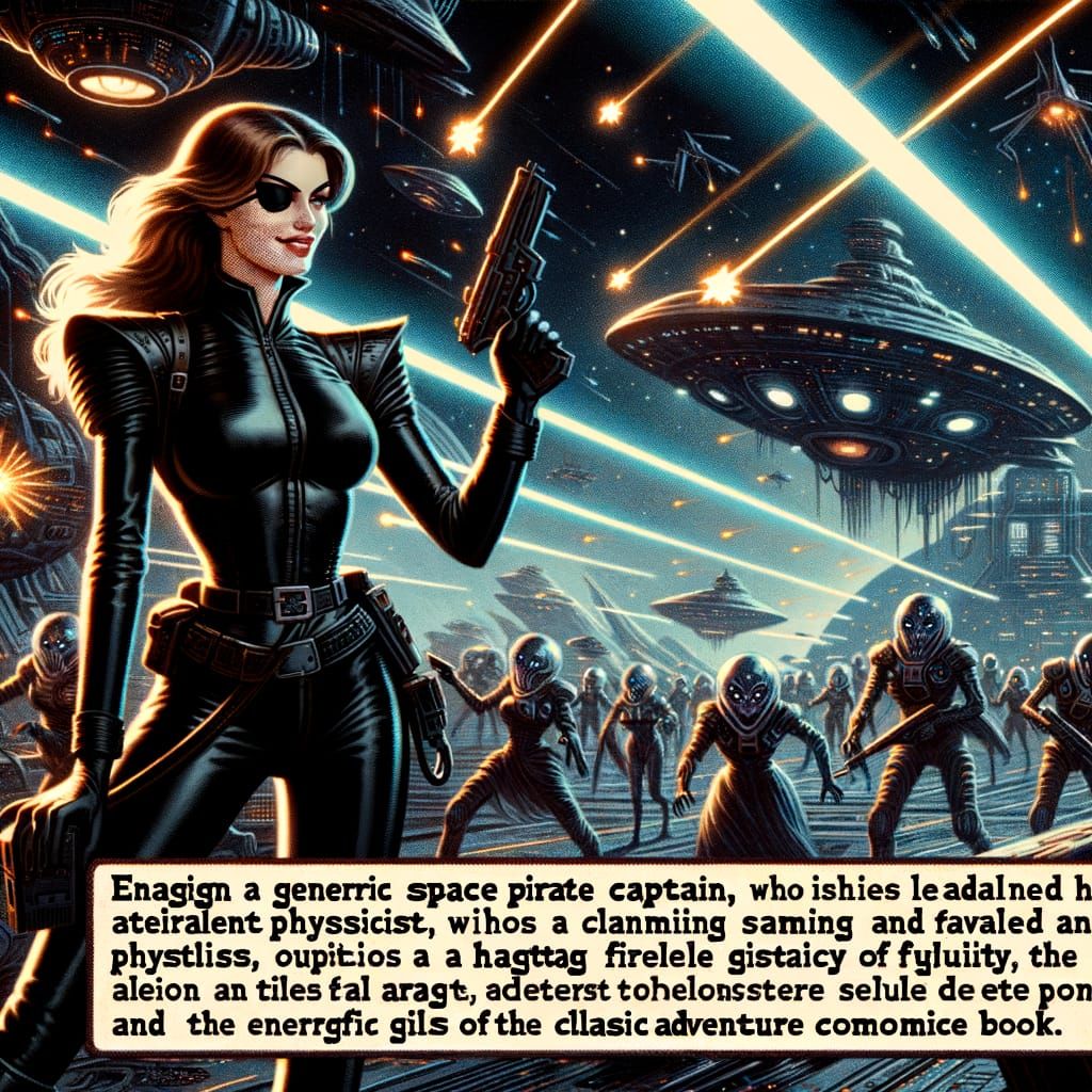 Space Pirate Captain in Black Leather Catsuit Leads Daring R...