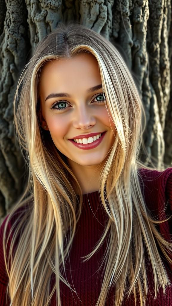 Woman with Blonde Hair and Red Sweater