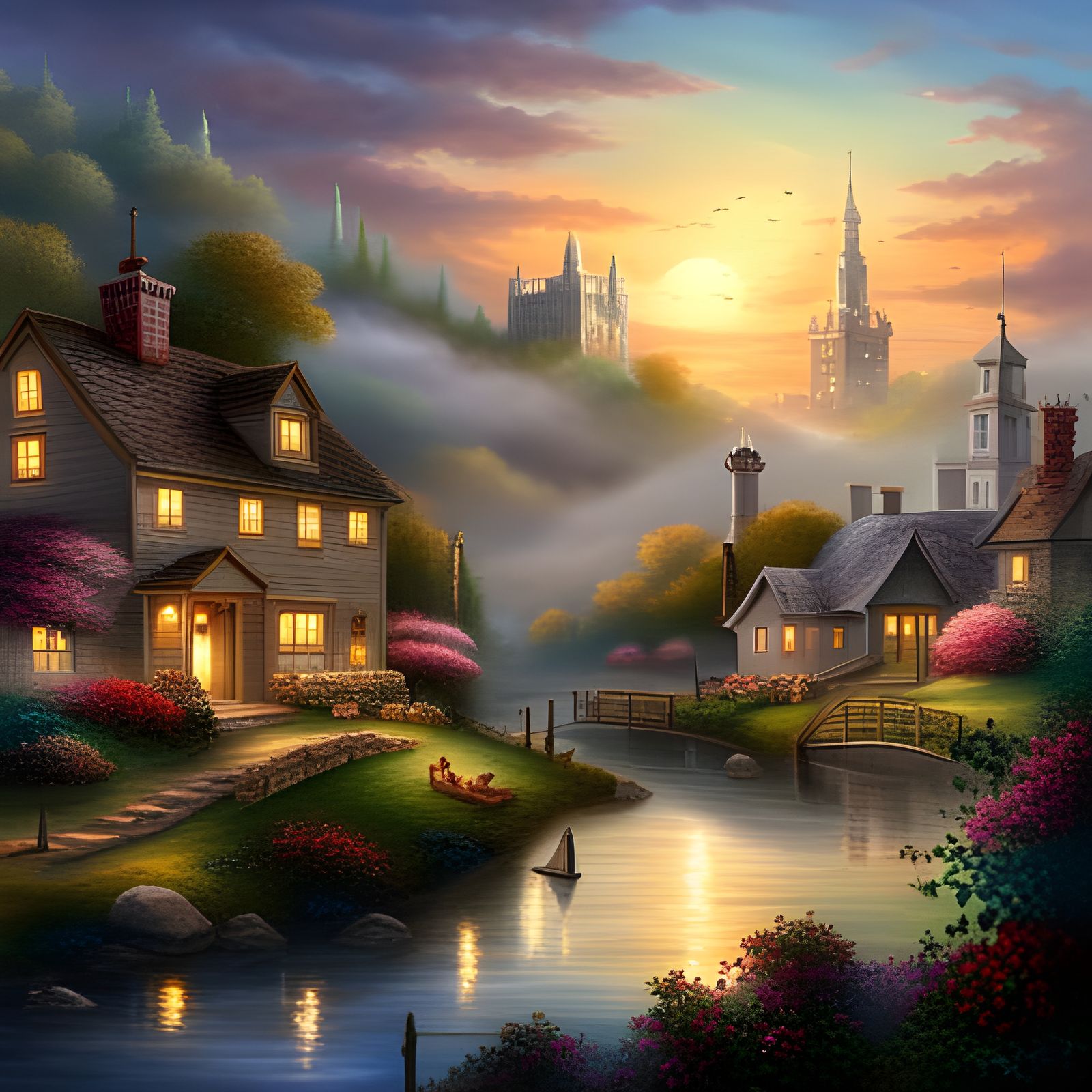 Mystical Plateau with Roman Aqueduct in Ethereal Light