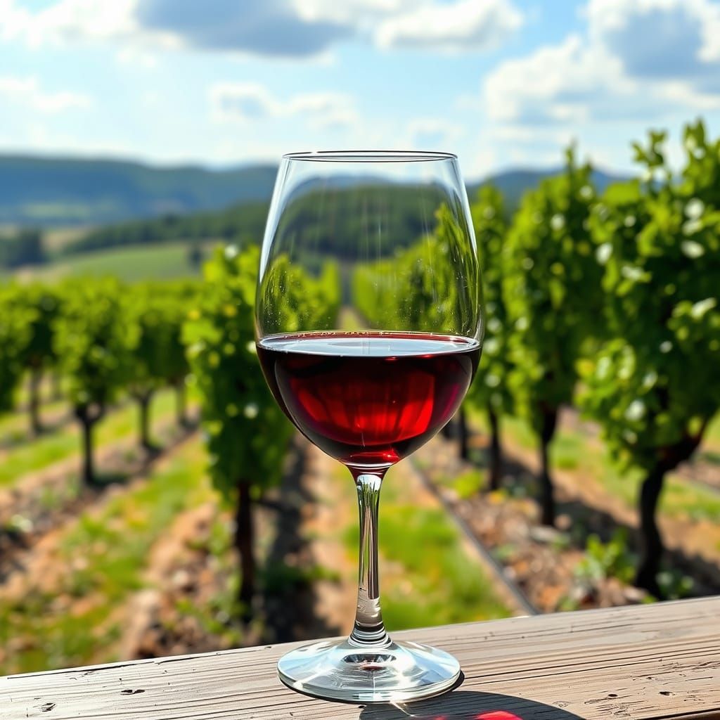 Vineyard Scene in a Wine Glass Art