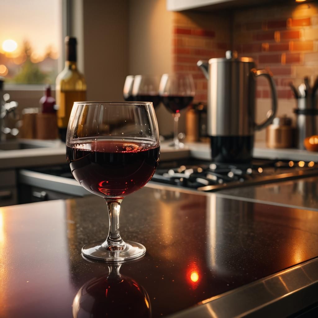 Burgundy Wine Still Life in Golden Light