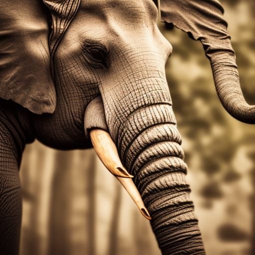 Elephant Portrait in Natural Light, Sharp Focus